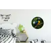 Vogel - Tak - Geel - Bladeren Wandcirkel aluminium klein -kinderkamer