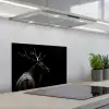 Hert - Zwart - Portret - Gewei - Dieren keuken achterwand spatscherm klein -3d_schuin