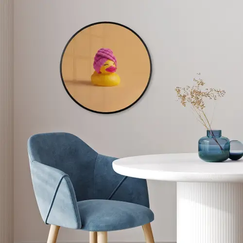 Badeend - Handdoek - Kleurrijk Fotolijst rond zonder passe partout klein -sfeer2