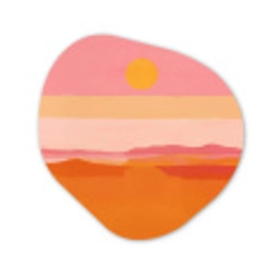 Zon - Abstract - Landschap - Oranje Wandcirkel Organisch Forex 3mm klein -3d