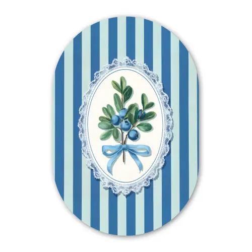 Illustratie - Bessen - Blauw - Strepen Wandcirkel Ovaal Forex klein -3d
