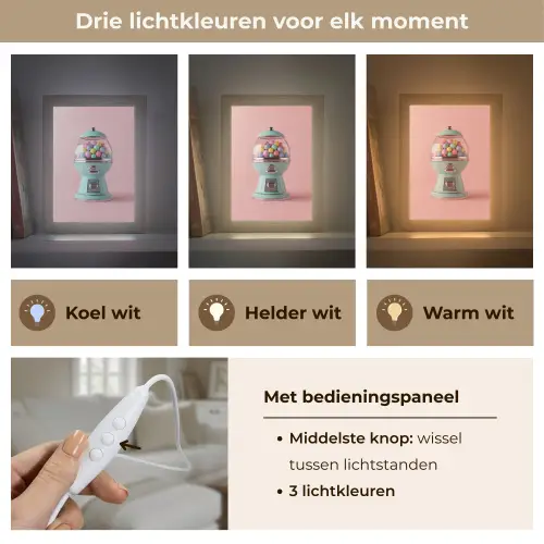 Kauwgom - Retro - Snoep - Roze Light Box met kabel (Tafellamp) klein -USP_lichtkleurNL