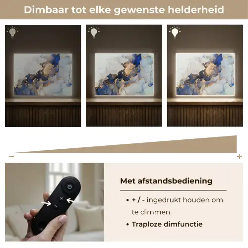 Marmer - Blauw - Goud Light Box met batterij (Wandlamp) middel -USP_dimbaarNL
