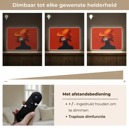 Oranje - Hoed - Vrouw Light Box met batterij (Wandlamp) middel -USP_dimbaarNL