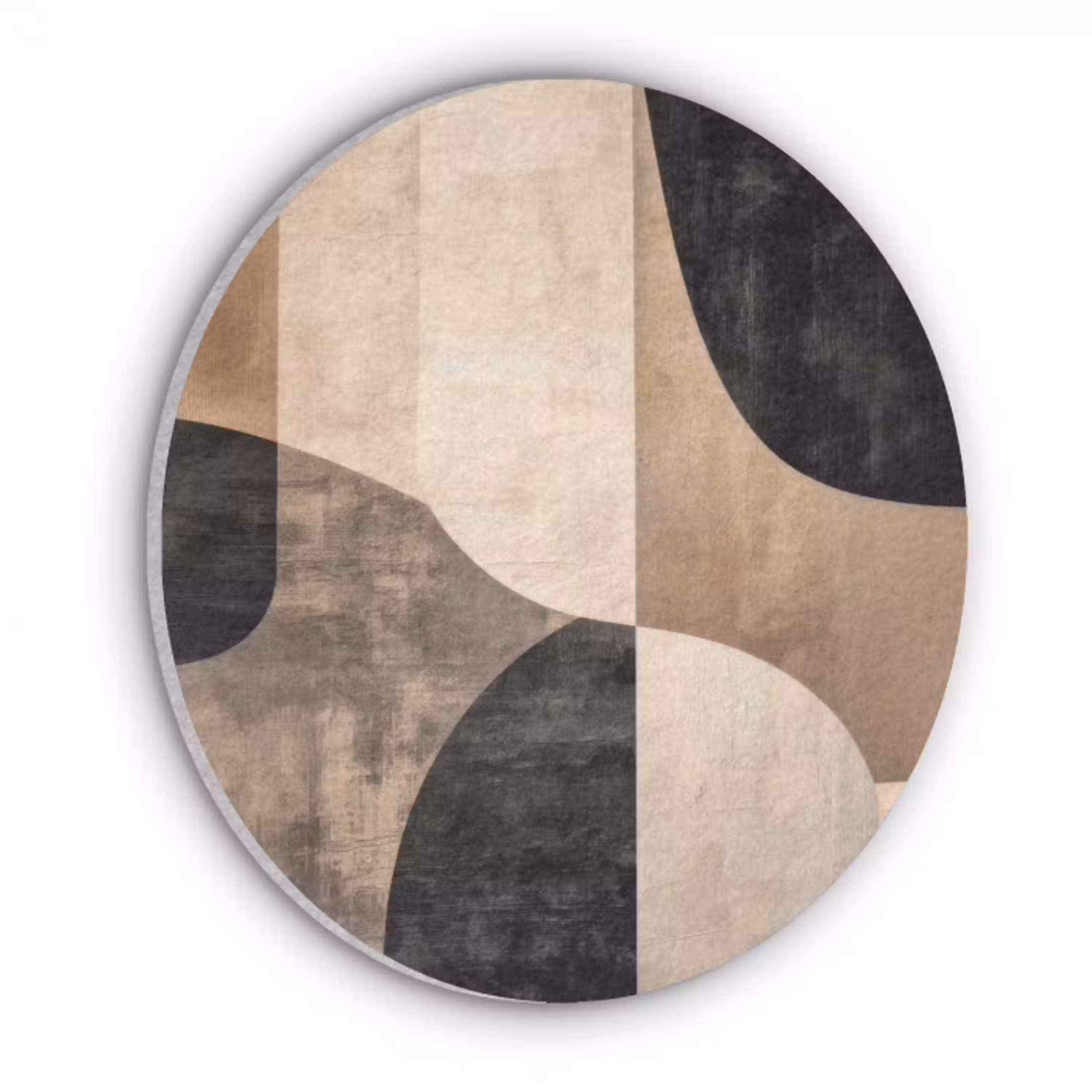 Abstract - Vlakken - Zwart - Rond Akoestische PET Vilt - Rond klein -3d