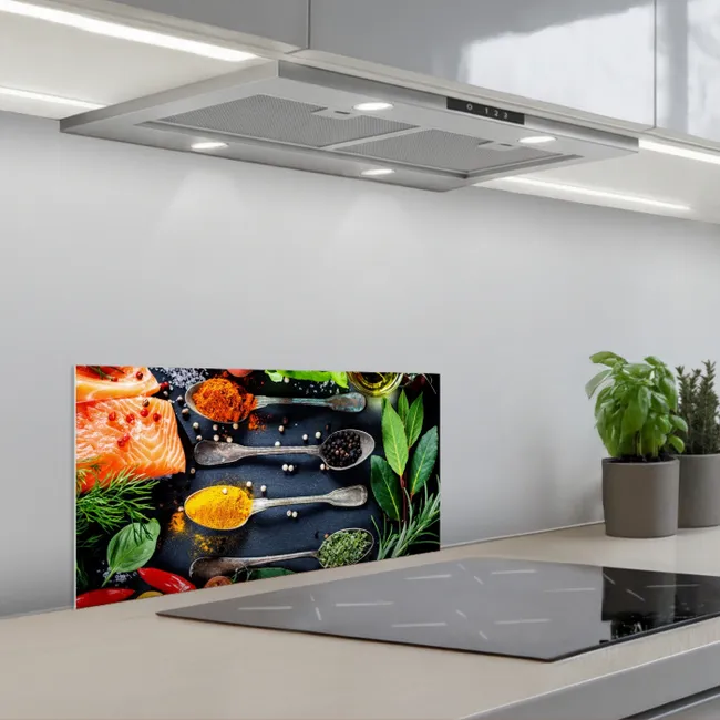 Smaakvol Schouwspel keuken achterwand spatscherm klein -3d_schuin