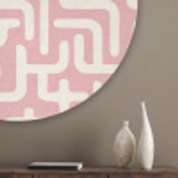 Doolhofpatroon - Roze - Wit - Abstract Akoestische PET Vilt - Rond klein 838 -sfeer5_closeup