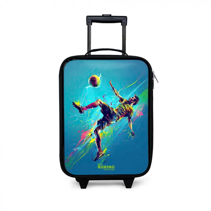 Neon - Voetbal - Schop - Kleurrijk Kinderkoffer - Zwart klein -3d