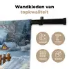 Sneeuwpop - Winterdorp - Kleurrijk Wandkleed katoen klein -sfeer2