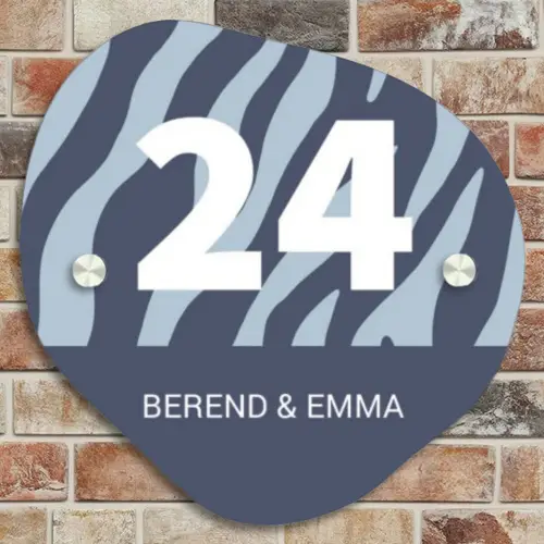 Blauw zebra - Klassiek Naambord Organisch middel -sfeer10