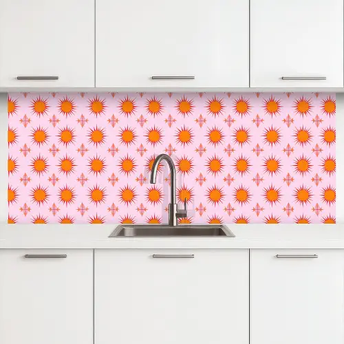 Zon - Patroon - Roze keuken achterwand 2 middel 871 -3d