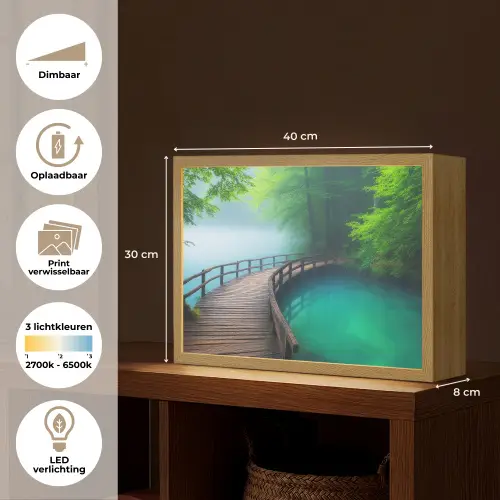 Brug - Water - Rivier - Bos Light Box met batterij (Wandlamp) middel -USP_websiteoverzichtNL