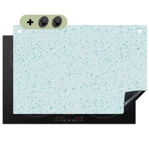 Terrazzo - Patroon - Kleurrijk - Baby Blauw Inductie beschemer met haakjes klein 777 -3d