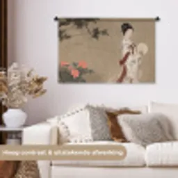 Vrouw - Azië - Kunst - Beige Wandkleed katoen middel -sfeer1
