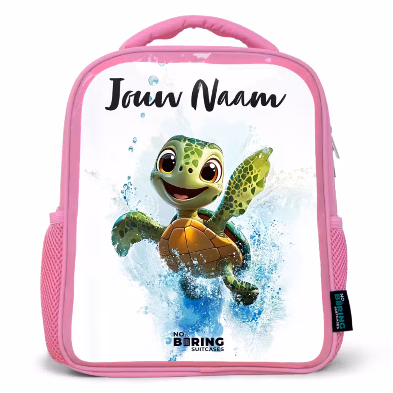 Kinderrugzak met naam - Roze - Schildpad - Water - Groen