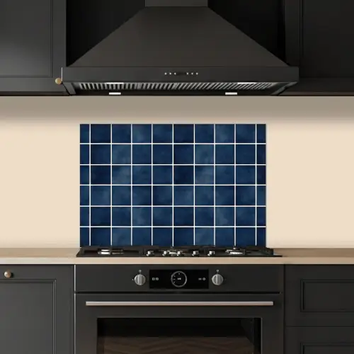 Tegel - Modern - Blauw keuken achterwand spatscherm klein 900 -sfeer1
