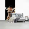 Giraffe - Dieren - Zwart - Portret - Dieren fotobehang vinyl groot -slaapkamer