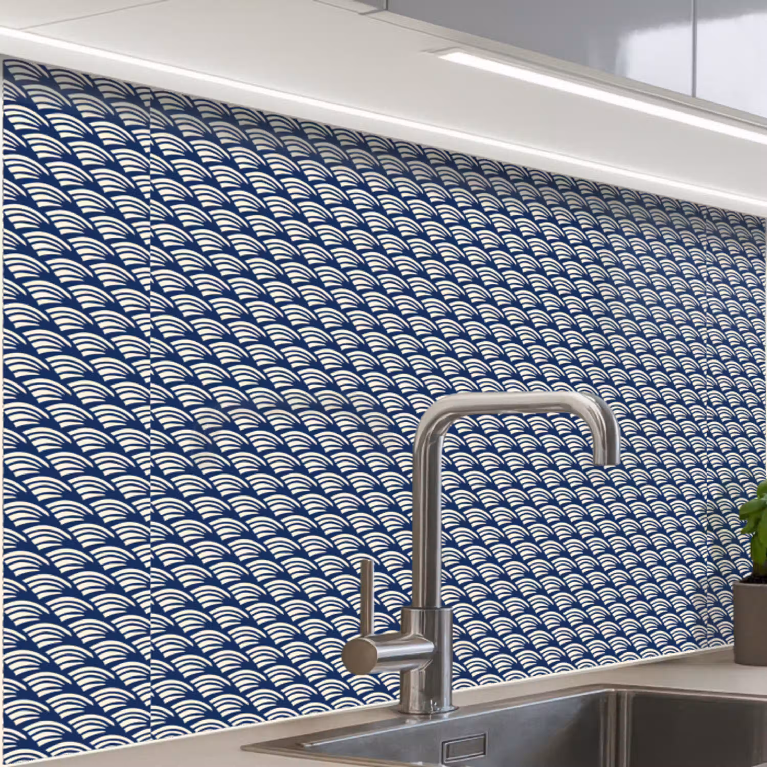 Japan - Blauw - Wit - Patronen keuken achterwand 2 middel 865 -zzzz3d_schuin