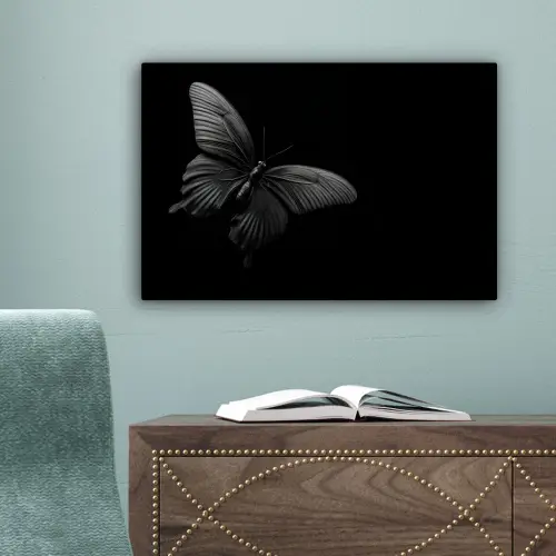 Vlinder - Zwart - Insect - Dieren canvas 2cm klein -sfeer4