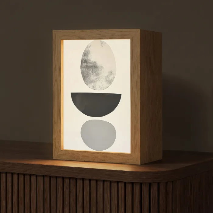 Beige - Japandi - Wabi sabi Light Box met kabel (Tafellamp) klein -z3d_website