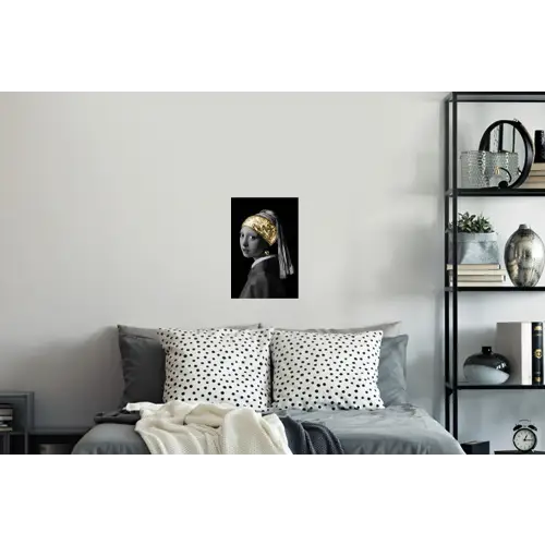 Meisje met de parel - Johannes Vermeer - Goud Muursticker klein -slaapkamer