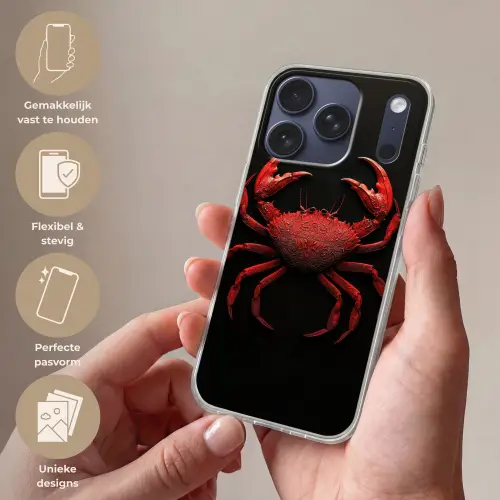 Krab - Rood - Vissen - Schaaldieren Telefoonhoesje iPhone 17 Pro klein -sfeer3_NL