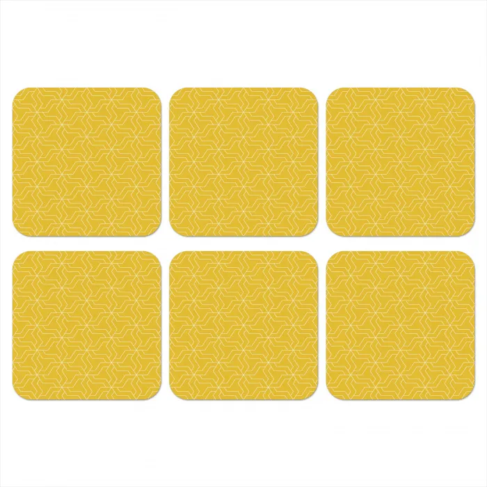 Wit - Geel - Patroon - Geometrisch onderzetter kurk middel 366 -3d