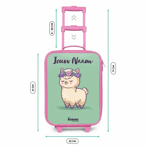 Kawai - Alpaca - Groen Kinderkoffer - Roze klein -productfoto_formaten