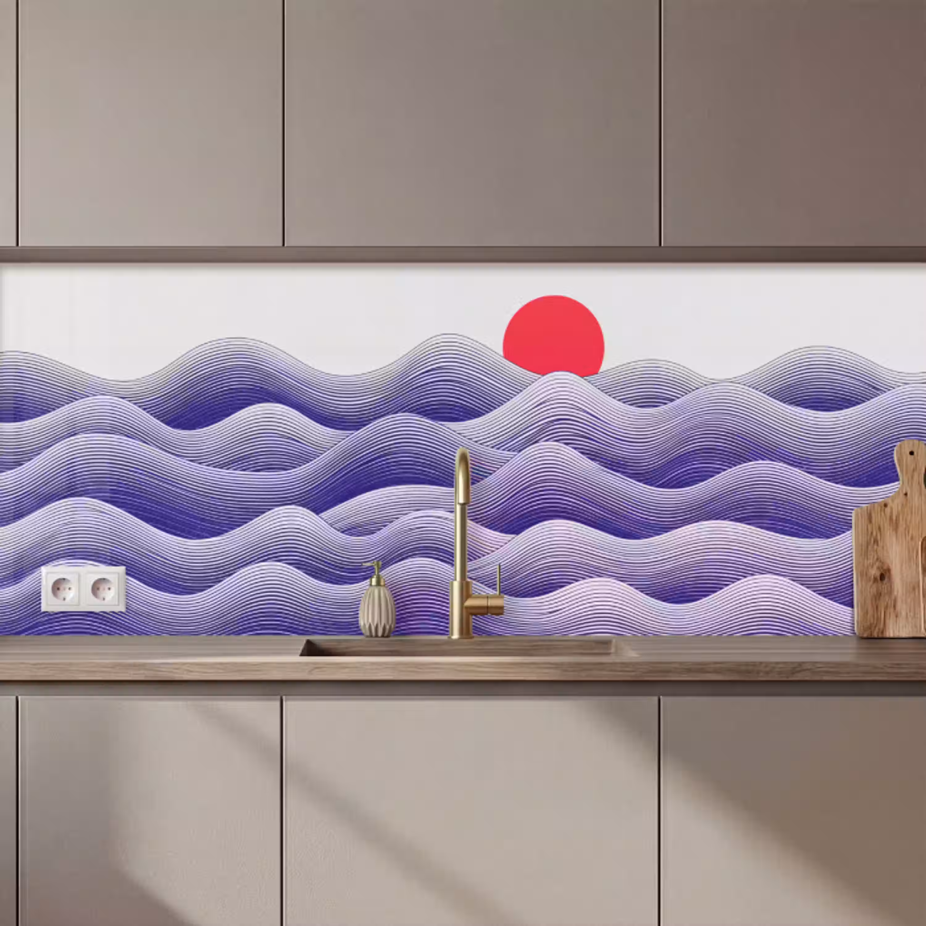 Golven - Zon - Natuur - Abstract - Rood keuken achterwand 2 middel zz_3dshopping