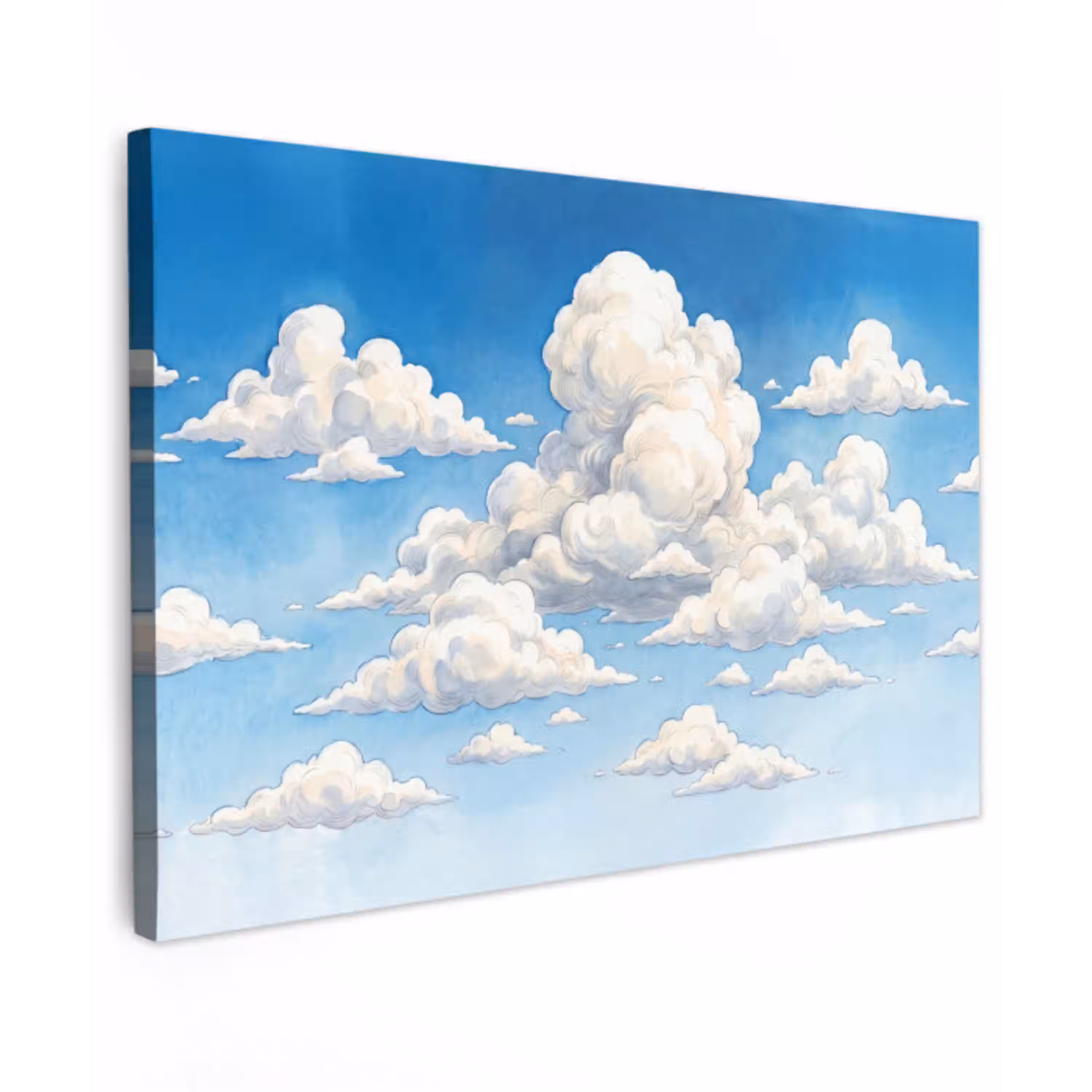 Wolken - Blauwe lucht - Natuur - Modern - Wit canvas 2cm klein -z3d