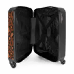 Dierenprints - Panterprint koffer in kastanjebruin en  zwart/terracotta NBS - Handbagage koffer - Unisex middel -binnenkant