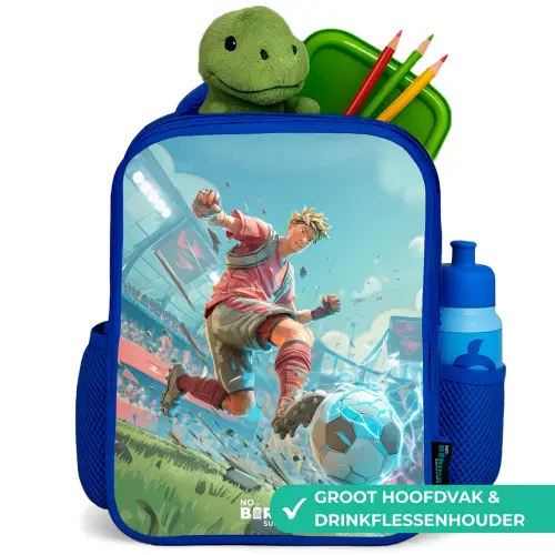 Voetbal - Jongen - Stadion - Elektrisch Kinderrugzak - Blauw middel -inhoud_NL