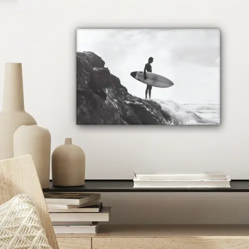 Surfer - Rots - Oceaan - Golven canvas 2cm klein -sfeer6