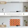 Geometrisch - Retro - Oranje keuken achterwand spatscherm klein 900 -voor_na_NL