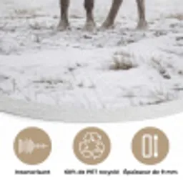 Rendier - Gewei - Sneeuw - Winter Akoestische PET Vilt - Rond klein -closeup_FR