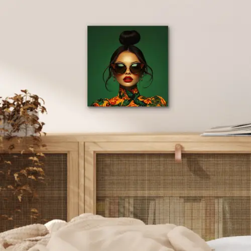 Vrouw - Groen - Modern - Bril - Abstract aluminium wit klein -sfeer3