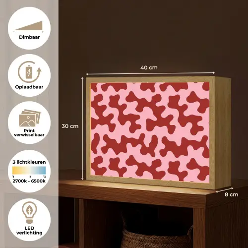 Modern - Abstract - Rood Light Box met batterij (Wandlamp) middel 907 -USP_websiteoverzichtNL
