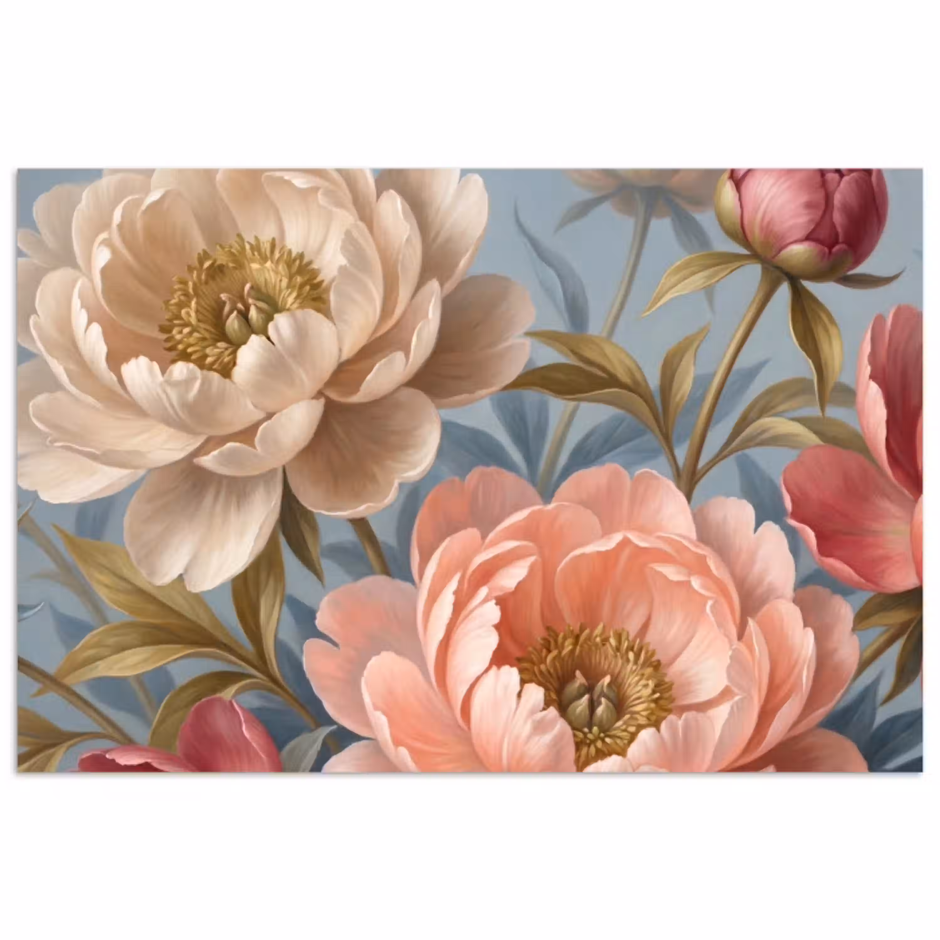 Bloemen - Roze - Beige - Modern - Natuur poster papier klein -3d