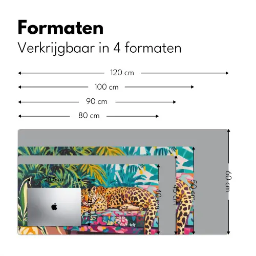 Luipaard - Kleurrijk - Tropisch Muismat XXL klein -sfeer5