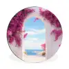 Zee - Roze - Bloemen - Poort Wandcirkel aluminium klein -3d