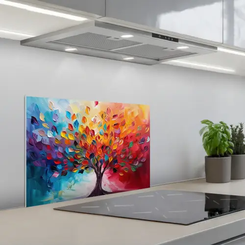 Boom - Levensboom - Kleurrijk - Abstract keuken achterwand spatscherm klein -3d_schuin