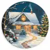 Kerst - Kerstboom - Winter - Huis - Sneeuw Wandcirkel kunststof plaat 5mm dik klein -3d