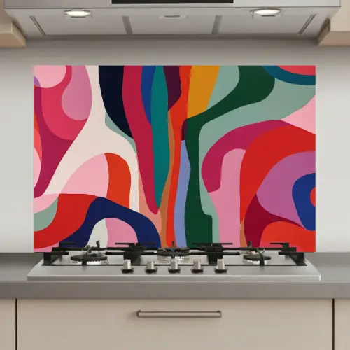 Vormen - Bochten - Kleurrijk - Abstract keuken achterwand spatscherm klein -3d_website