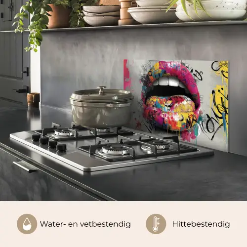 Lippen - Graffiti - Expressief keuken achterwand spatscherm klein -usp_NL