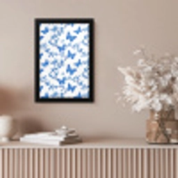 Vlinder - Bloemen - Blauw fotolijst zwart zonder passe partout klein 224 -sfeer5