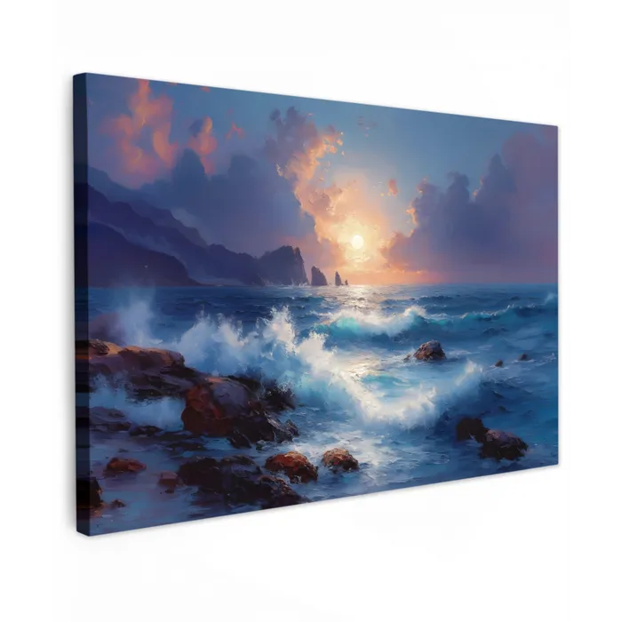 Golven - Zee - Kleurrijk - Rotsen canvas 2cm klein -z3d