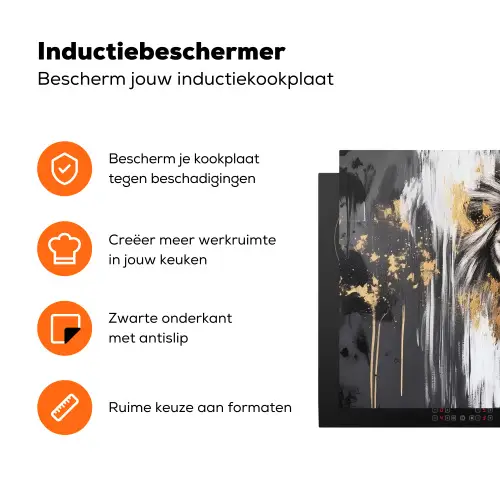 Leeuw - Portret - Verfspatten - Grijs Inductie beschermer vinyl 3mm klein -zzzzzzz-td-ups
