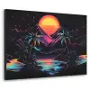 Palmbomen - Neonbergen - Sterrenhemel - Zon Textielframe zwart klein -3d