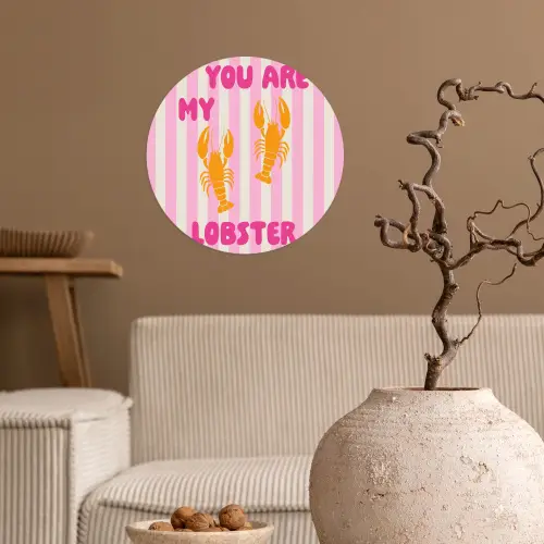 Lobster - Love - Valentijn Wandcirkel behangsticker klein -sfeer1