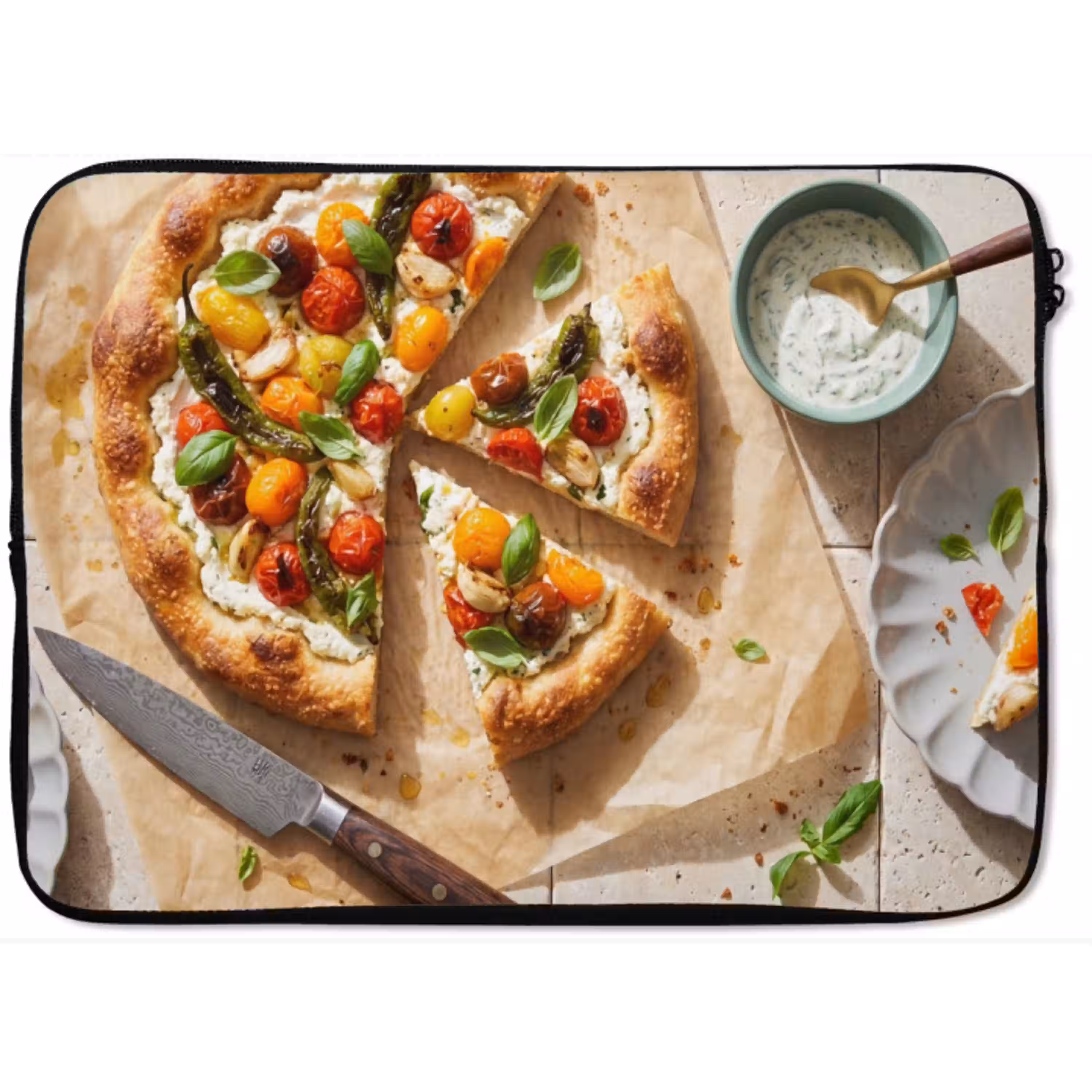 Eten - Tomaten - Basilicum - Maaltijd - Vers laptophoes neopreen klein -zkaufland3dotto